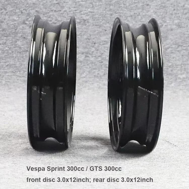 6061-A Aluminum CNC Wheels 300CC scooter rim bright black 3.0*12 inch for