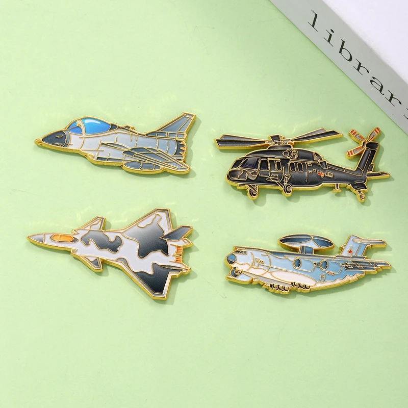 Cartoon Helicopter Fighter Brooch Fashion Aviation Souvenir Zinc Alloy Badge Pin DIY Clothing Bags Hat Scarf T-shirt Jeans Decor