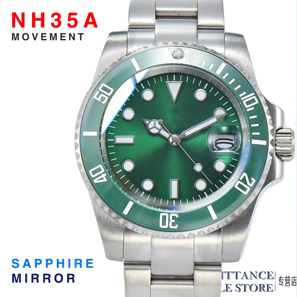 Luxury Men\'s Watch NH35 Movement Sapphire Mirror Water Ghost Waterproof Case Yacht Celebrity Diver Automatic Mechanical Watch