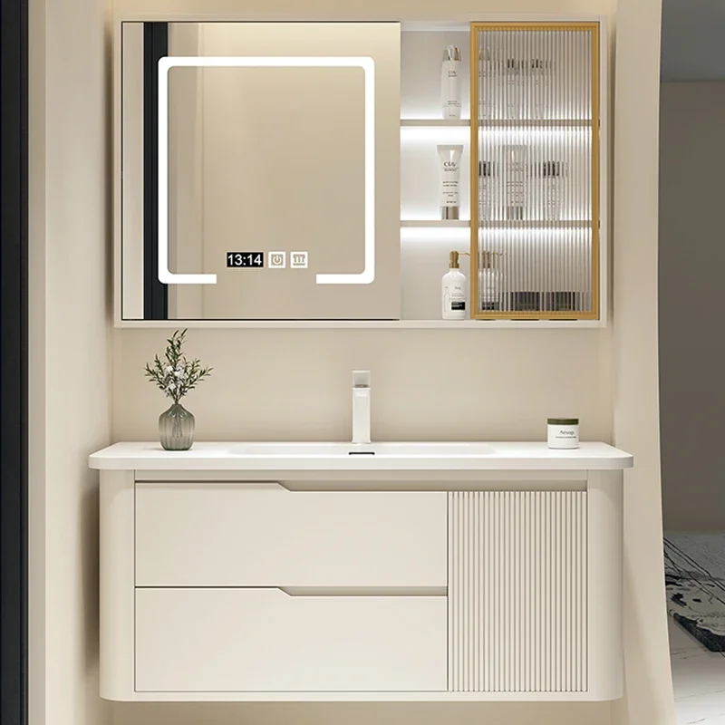 

Light Drawers Bathroom Cabinet Organizer Modern Wall Mounted Bathroom Cabinet Storage Mirror Mobile Per Bagno Home Furniture