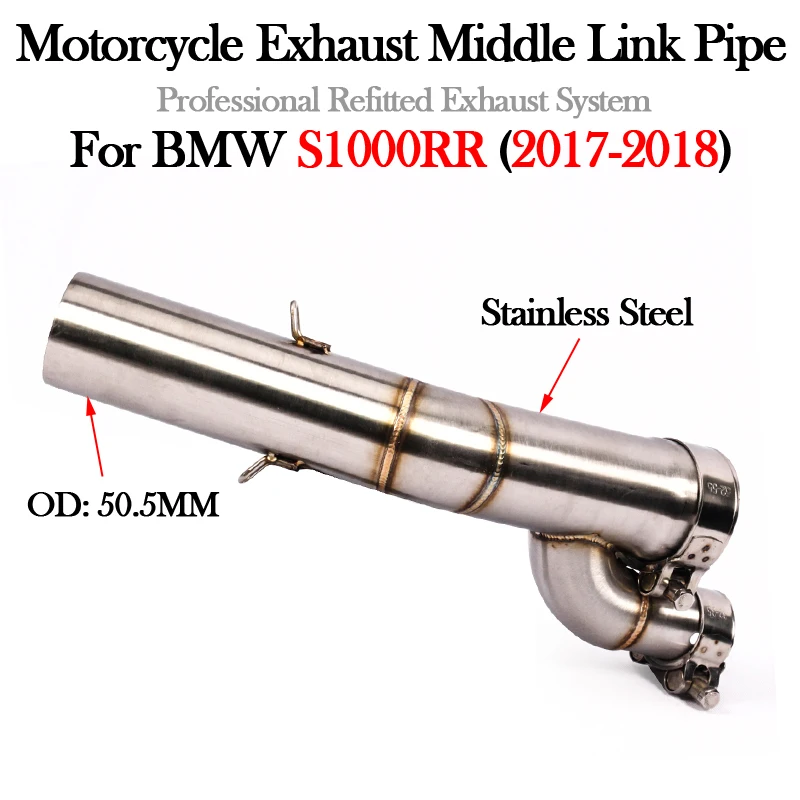 Slip On For BMW S1000RR 2017 2018 Motorcycle Exhaust Modify 51MM Muffler Mid Stainless Steel Middle Link Pipe Escape Moto System