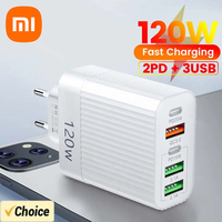 Xiaomi 120W Fast Charging Type C Charger Multi Ports Phone Charge Adapter For iPhone Samsung 5 Ports EU/US Plug Quick Charger