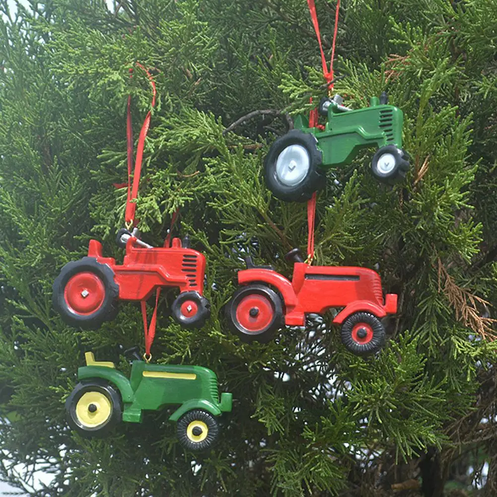 Ornamentos de caminhão de natal resina vermelho/verde caminhão pendurado decoração artesanato de carro decoração de árvore de natal cabide para festas de ano novo