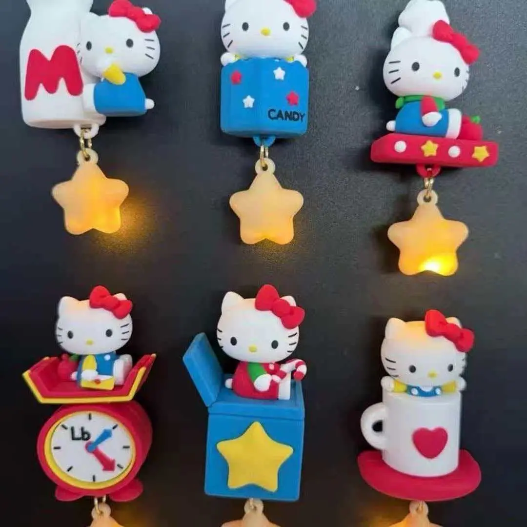 In Stock Sanrio Hellokitty Retro Restaurant Series Star Glow Fridge Magnet New Year Sanrio Hellokitty Collectibles Toy view 5