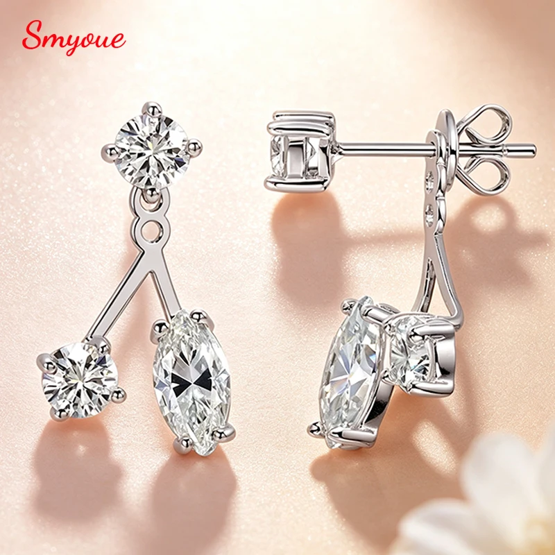 

Smyoue Certified Moissanite Drop Earrings Test Passed Jewelry Luxury Wedding Women S925 Sterling Silver Labd Diamond Earring
