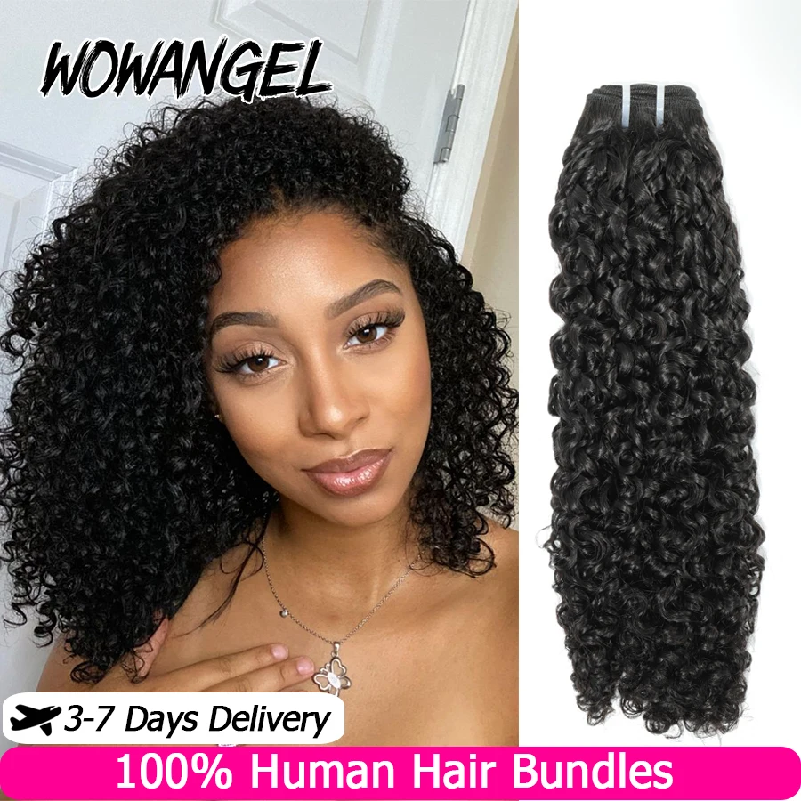 WOWANGEL 30In Pixie Curly Human Hair Bundles 100% Human Hair Brazilian Virgin Hair Extensions Double Weft Deep Curly Hair Bundle