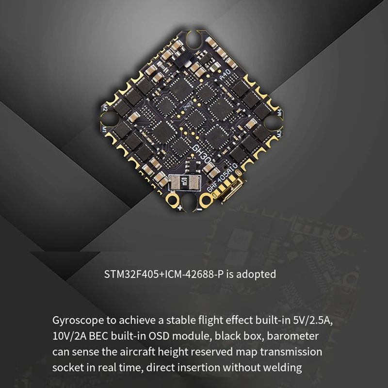 GHF405AIO-HD 40A AIO Flight Controller F405 F4 Build-In OSD Blheli-S ESC 2-6S Lipo For RC FPV Toothpick Racing Drone