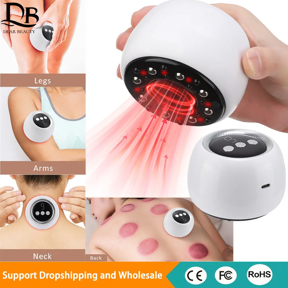 

Electric Guasha Scraping Massage Cupping Body Back Massager Vacuum Cans Suction Cup Heating Fat Burner Anti-cellulite Massager