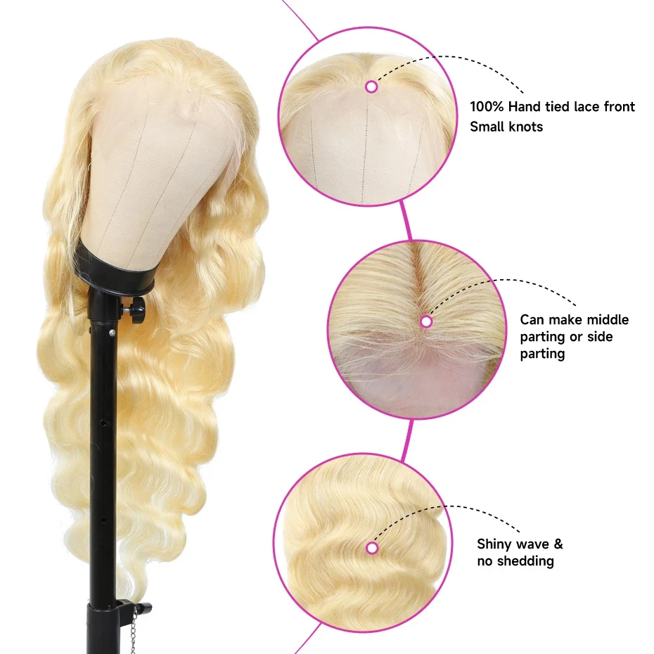 Transparent Lace Front Wig 613 Blonde Body Wave13x4 13x6 360 Lace Frontal Wigs 180 200 220 Density Brazilian Human Hair Wig Pre Plucked Brazilian Remy Hair Wigs