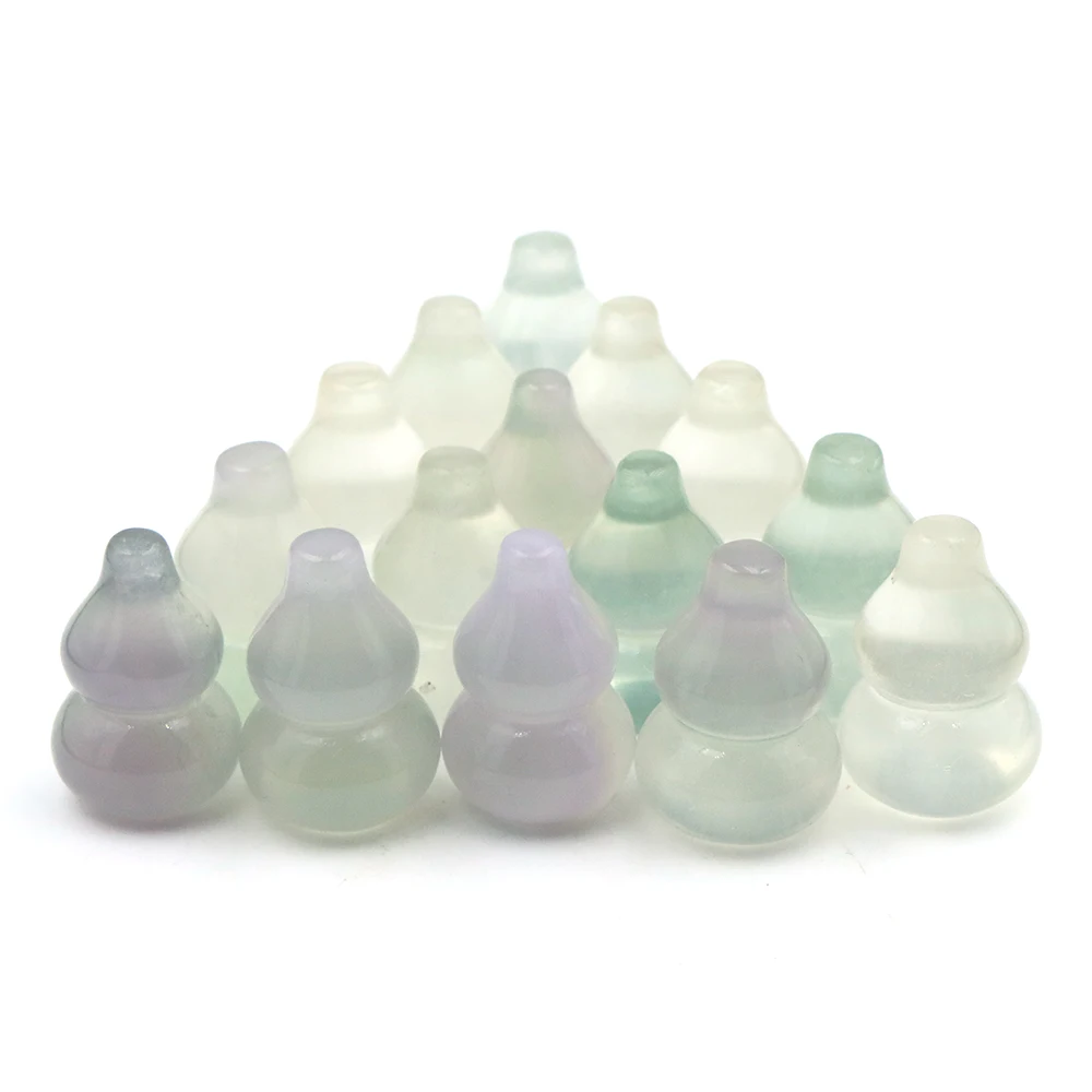 

Fluorite Gourd Statue Natural Stone Carved Chakra Healing Reiki Crystal Ornaments Gemstone Crafts Home Desktop Decor DIY Gift