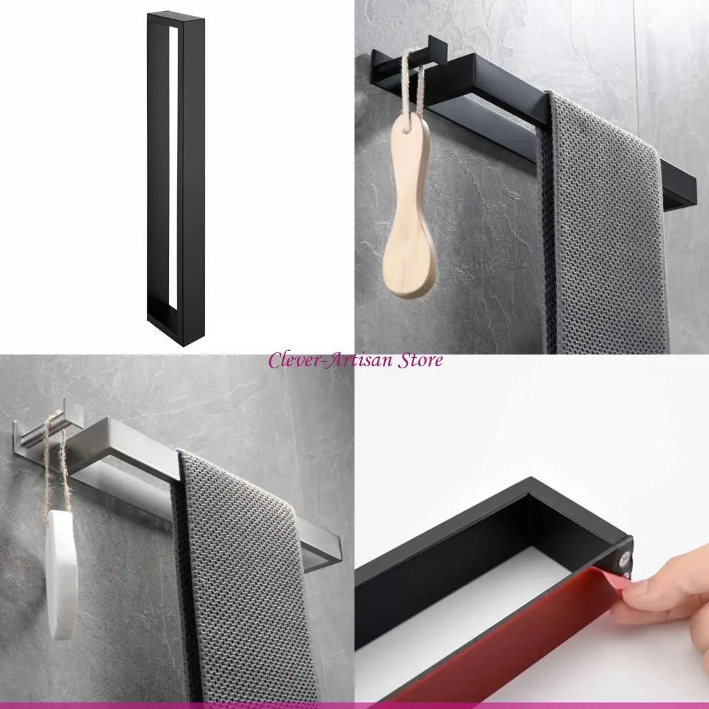 

E06B Stainless Steel Towel Holder with Hook Towel Rack Bathroom Storage Shelf Durable