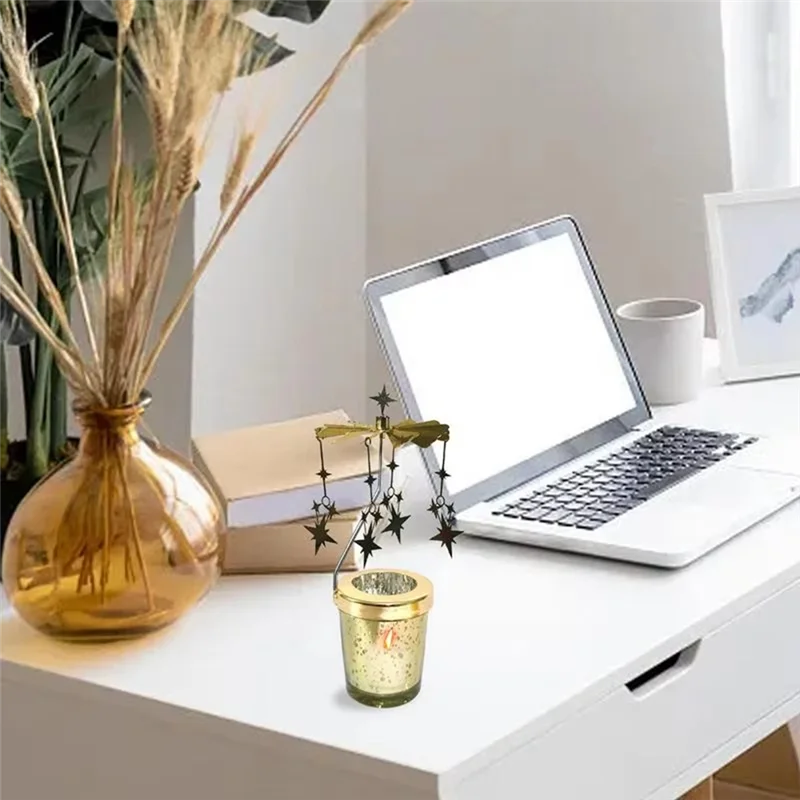 Hot Selling-Rotating Candle Holder Simple Modern Candlelight Dinner Props Rotating Projection Candle Holder,Rotating Candle Hold