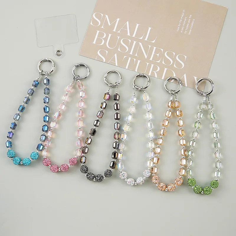 

Короткий ремешок для телефона с кристаллами, портативный ремешок/подвеска для сумки с бусинами и стразами.