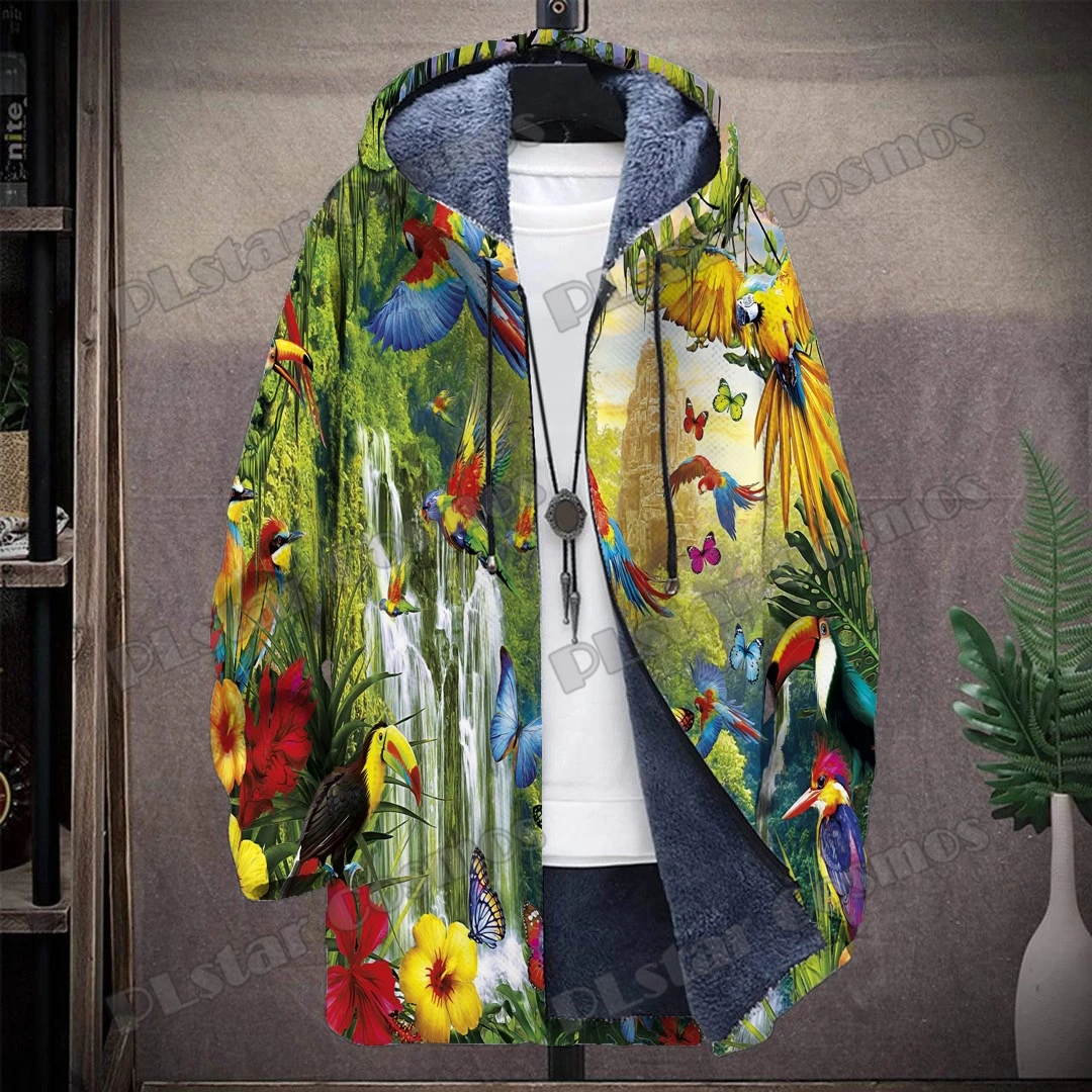 

Animal World Parrot / Butterfly / Monkey 3D All Over Printed Fashion Men's Hooded Coat Winter Casual Thick Warm Jacket coat HR14