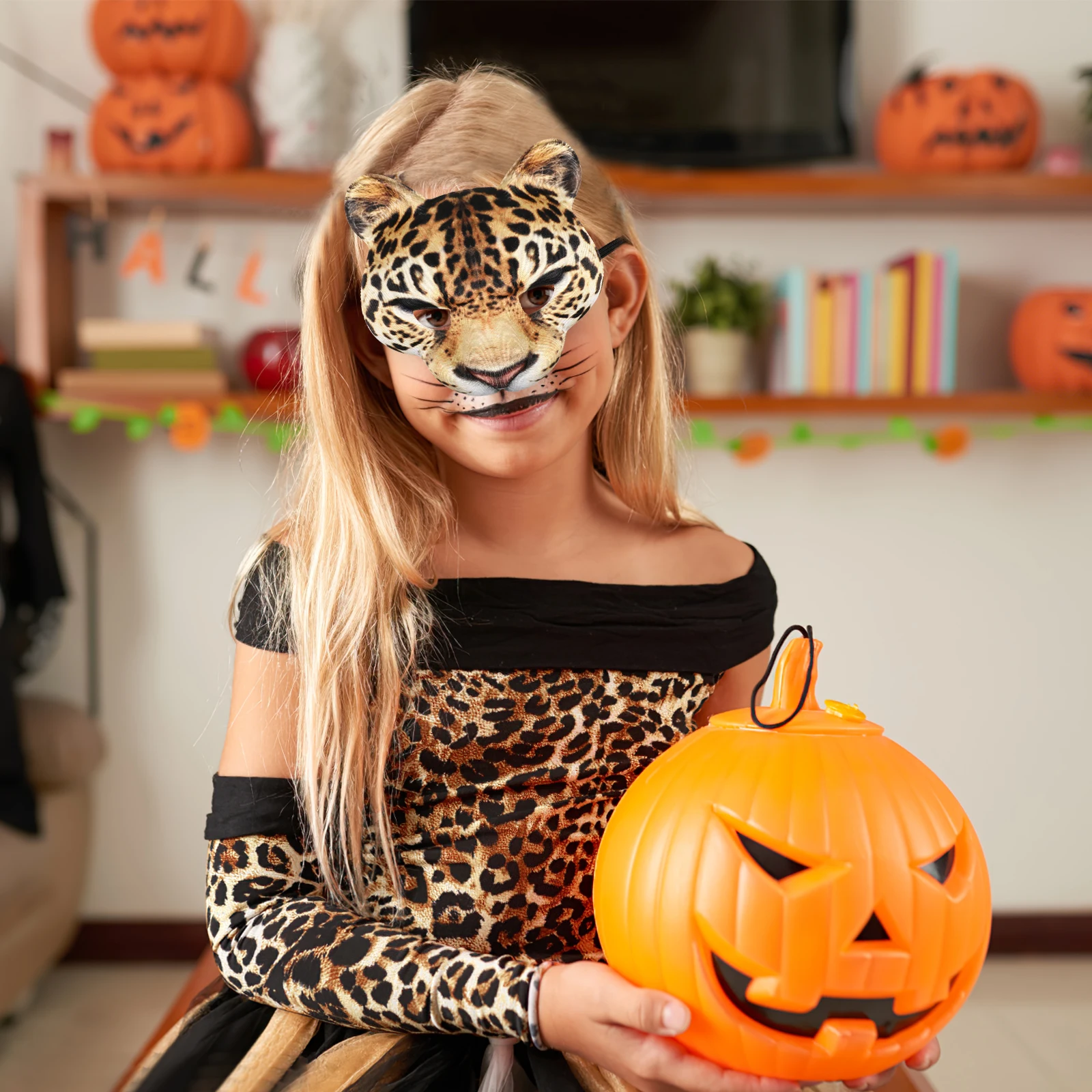

1pc Leopard Mask Cosplay Half Face Animal Costume Accessory Lightweight Eva Halloween Party Masquerade Fancy Dress Wear