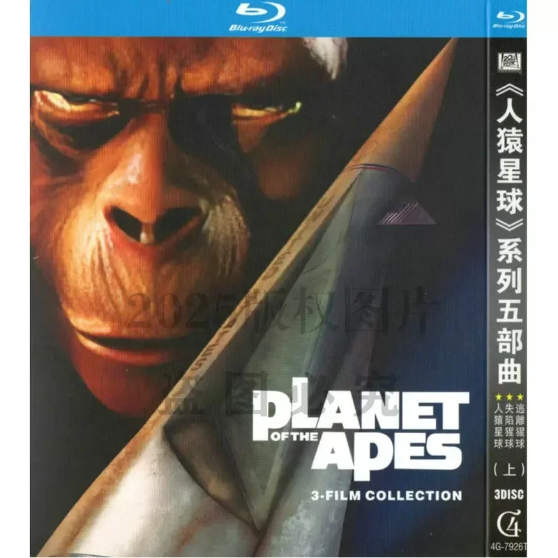 Película Americana de Fantasía y Aventura, Planeta de los Simios 1-5, Blu-ray de Alta Definición, 5 Discos