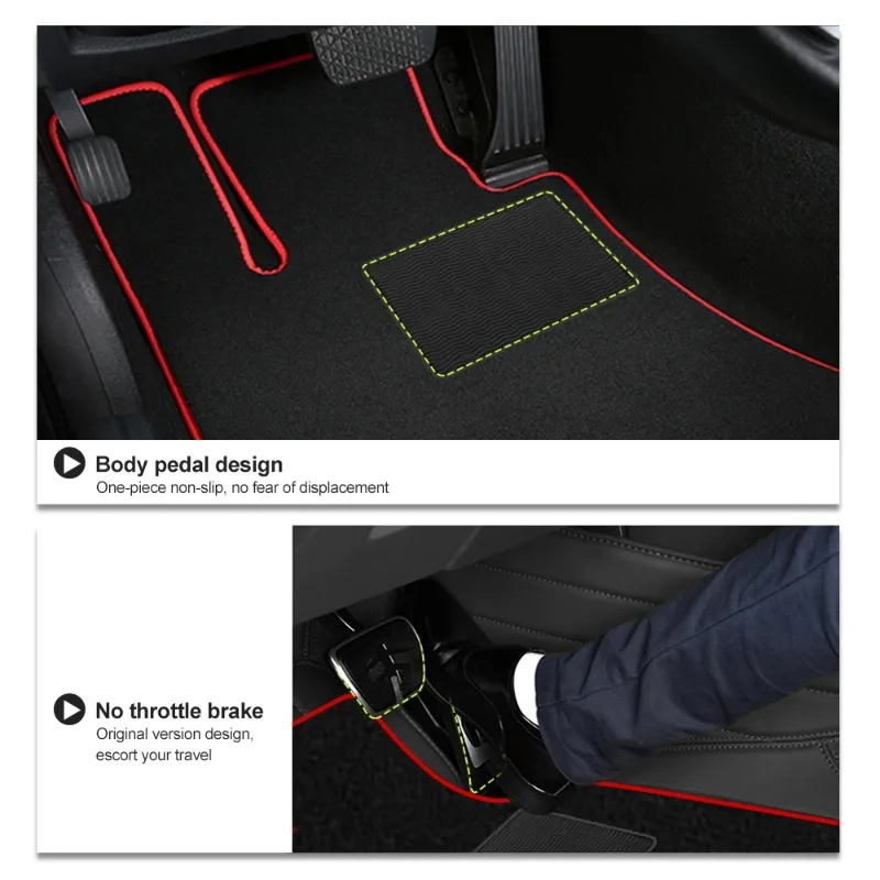 Alfombrilla de coche para Audi A3 2013-2020 Sedan 8V Saloon gamuza de poliéster antideslizante respaldo negro borde embellecedor de encuadernación roja