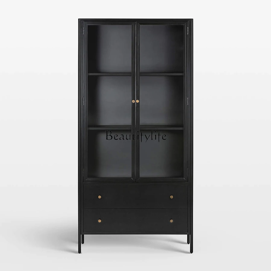 

Solid wood French retro dining side cabinet small apartment bedroom storage living room display cabinet