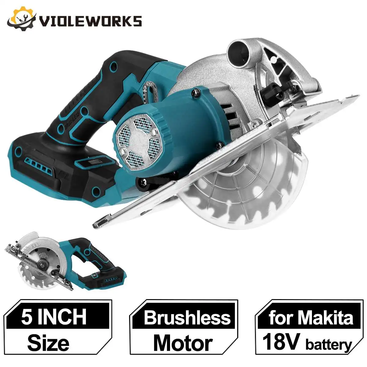 

5 Inch 125mm Brushless Cordless Electric Circular Saw 0° to 45° Adjustable PVC Wood Cuttiing Machine For Makita 18V Battery