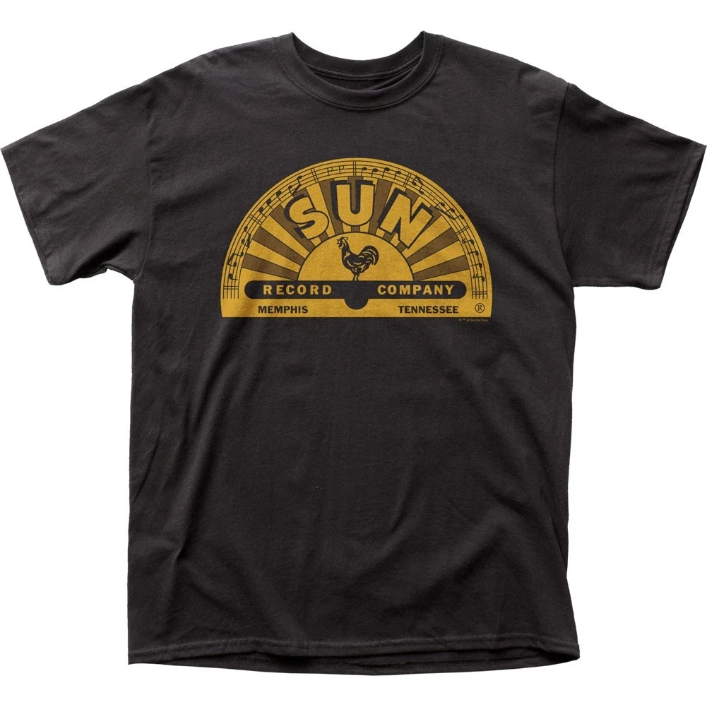 Camiseta negra con logotipo de Sun Records para hombre, camiseta informal para fanáticos de la banda de Rock clásica de Memphis, estilo callejero, uso diario al aire libre