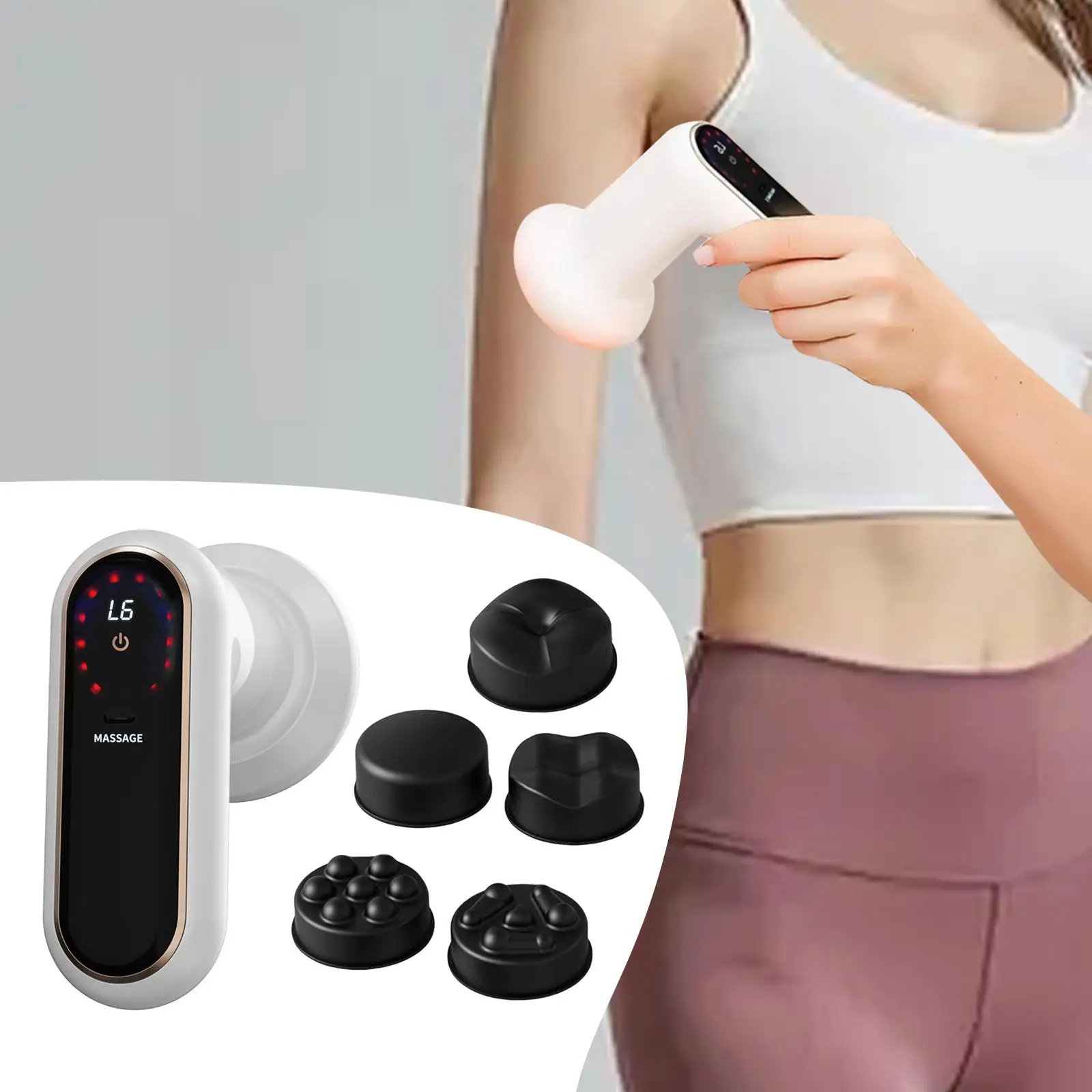 

Small Massage Machine Adjustable,Handheld Massager,Fitness Device,Deep Tissue Back Massager for Back Body Legs Neck Workers