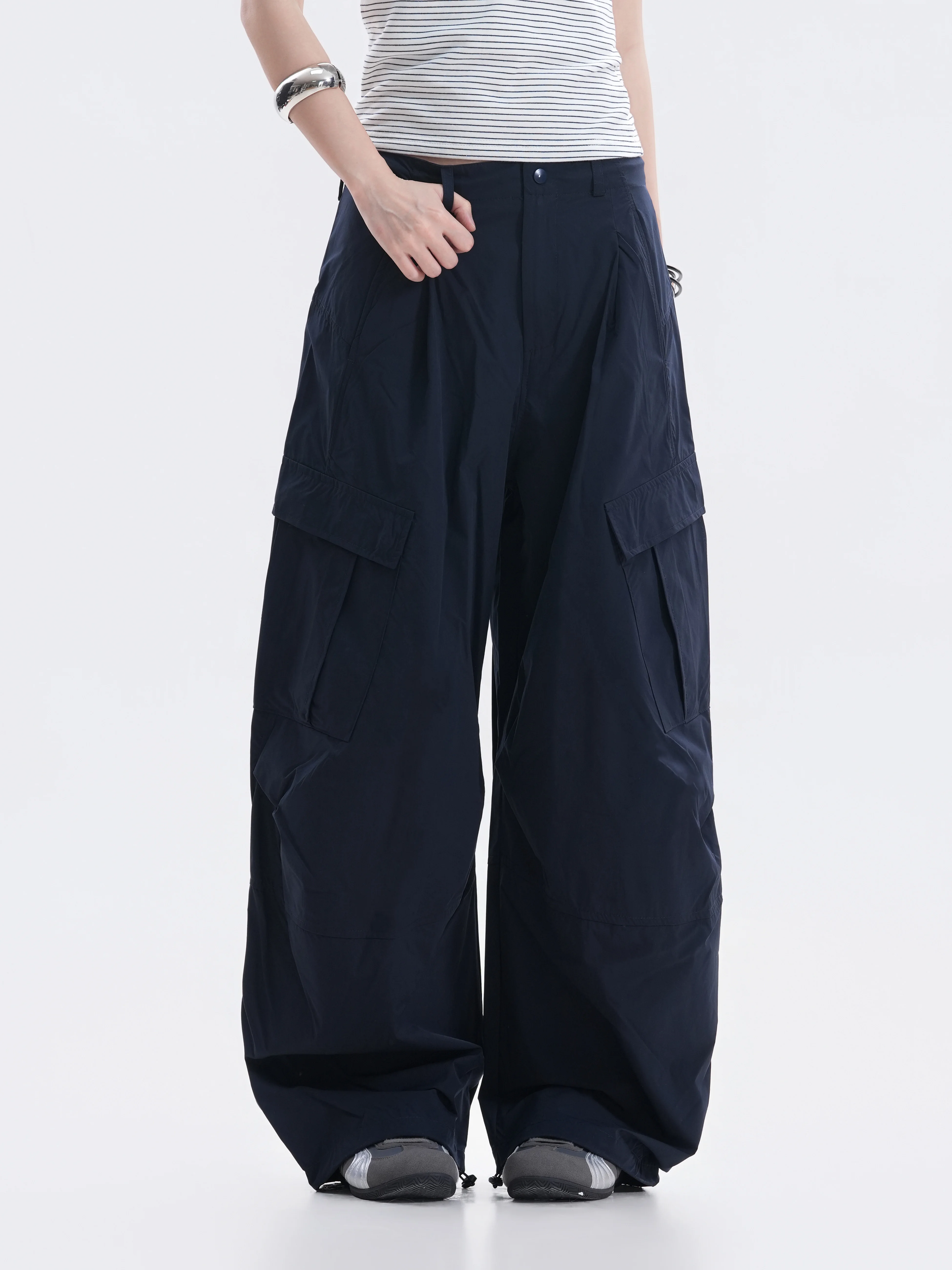Street Style Worn-look Workwear Pants Couple's Functional Trousers with Pockets Casual Straight-leg Pants for Men And Women