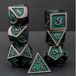7 Pcs DND D&D Metal Dungeon and Dragon Scales Dice Set, RPG Role D and D Playing Game Dice D20 D12 D10 D8 D6 D4