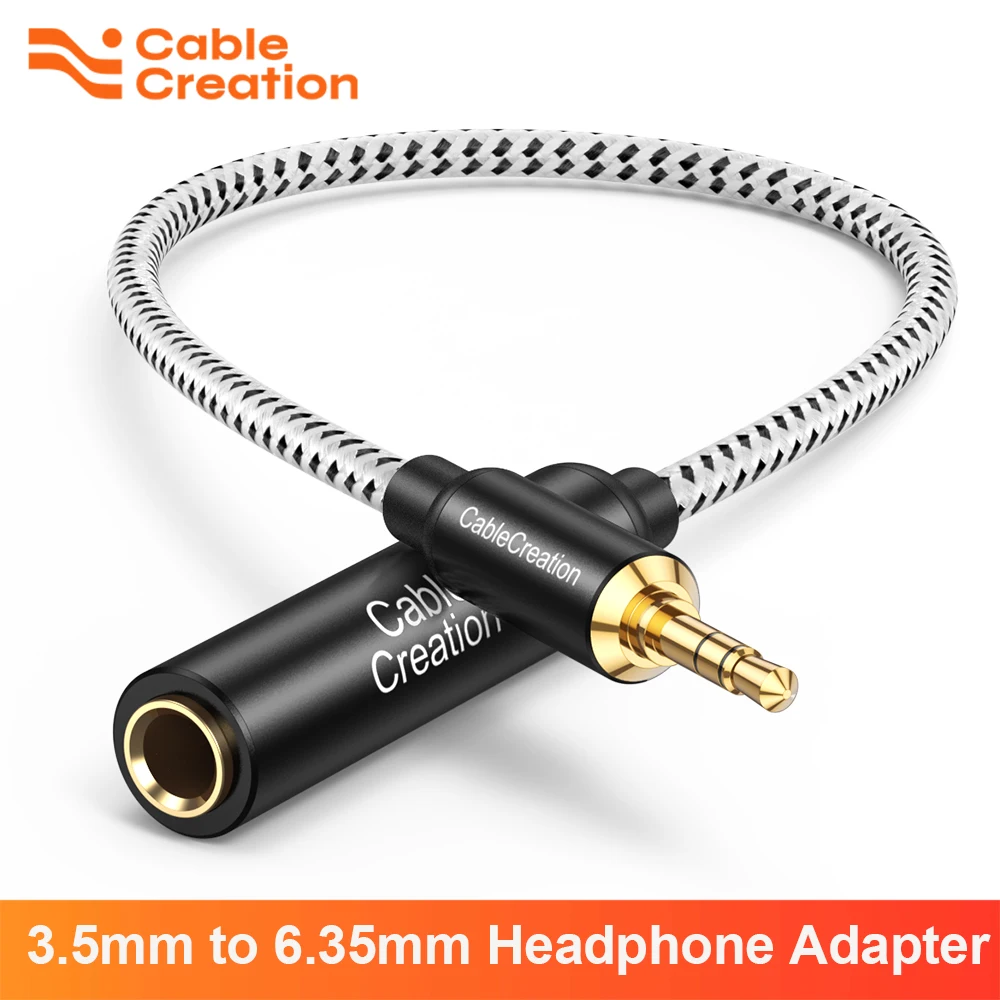 3.5mm to 6.35mm Headphone Adapter TRS 6.35 (1/4 inch) Female to 3.5 (1/8 inch) Male Adapter Cable for Amplifier Guitar Home