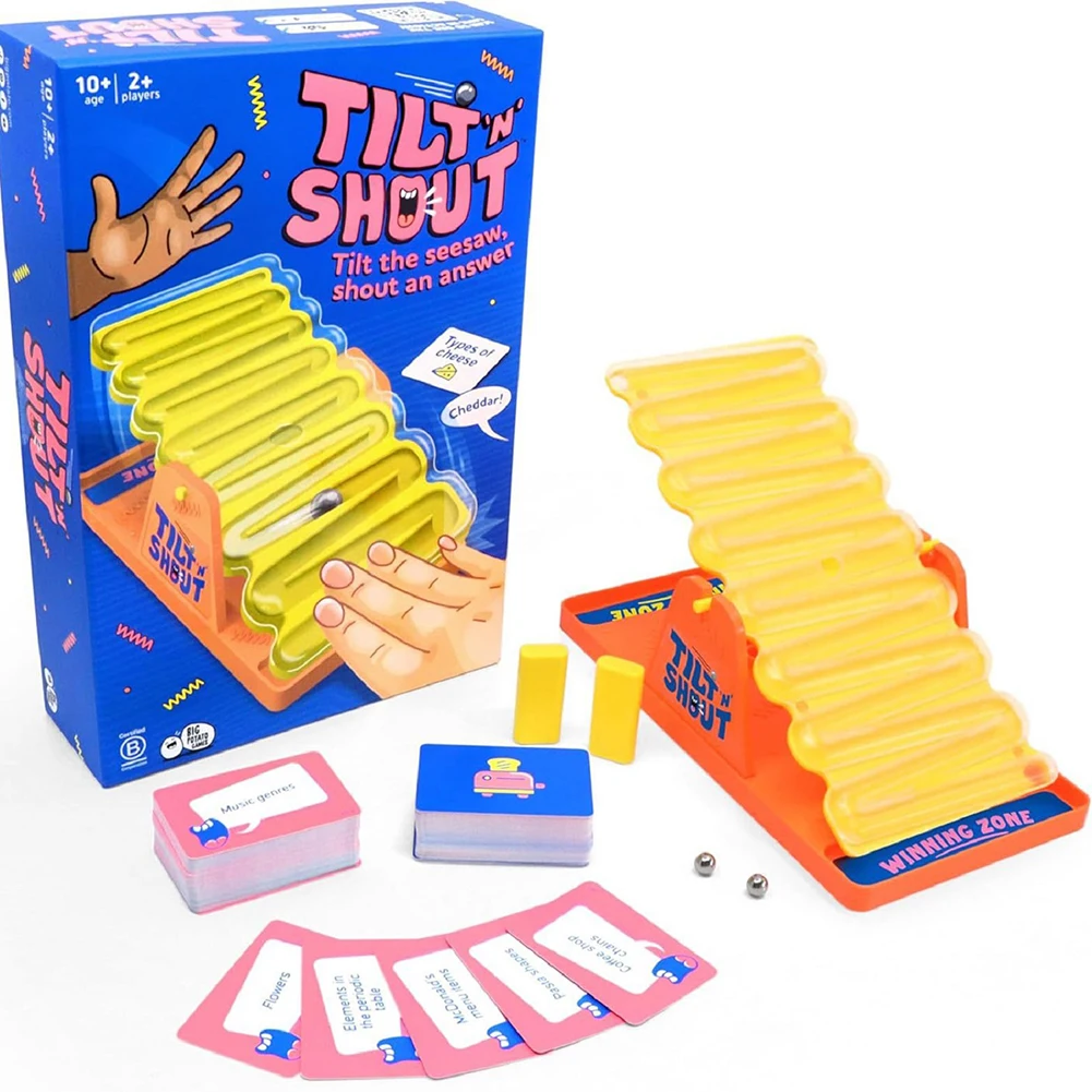 Tilt N Shout A Speedy Jeu de société familial Jeu de société de fête familiale à emballer rapide pour la nuit de jeu pour enfants et adultes
