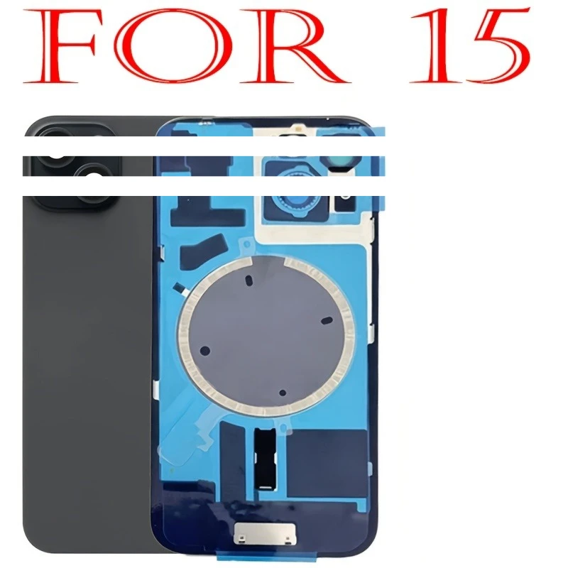 1PCS Battery Back Door Glass Cover Replacement for Iphone 15/15 Plus Back Glass Replacement Part with Magnets, Brackets image 3