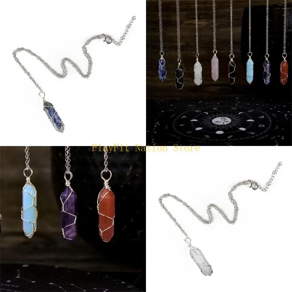 

242F Гексагональное заживление кристаллическое ожерелье с двойным заостренным ветром Камень jnecklace