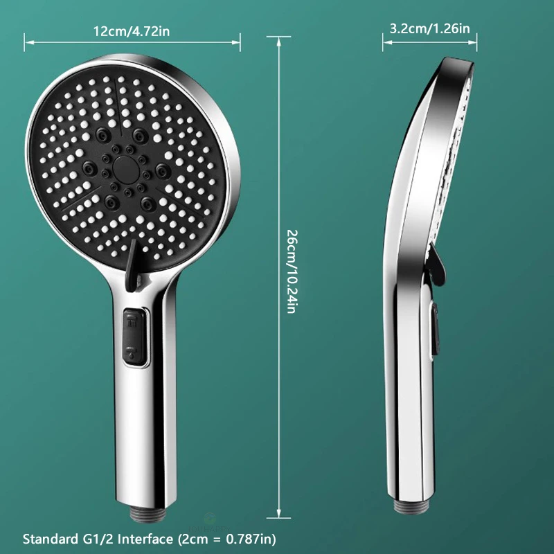 Big Panels Shower Head High Pressure 5 Jet Modes Showerhead With Large Water Outlet Nozzles Rainfall Spray Bathroom JJ3141