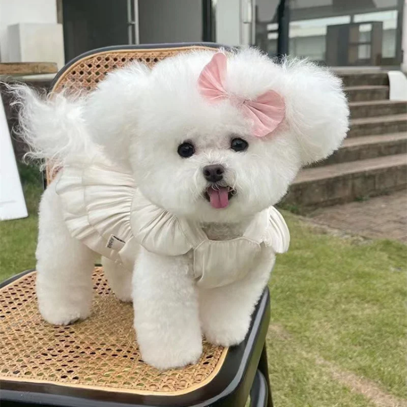 

Pet Clothes Spring Summer New Flowing Breathable Gauze Skirt Teddy Bichon Dogs and Cats Outdoor Leash Thin