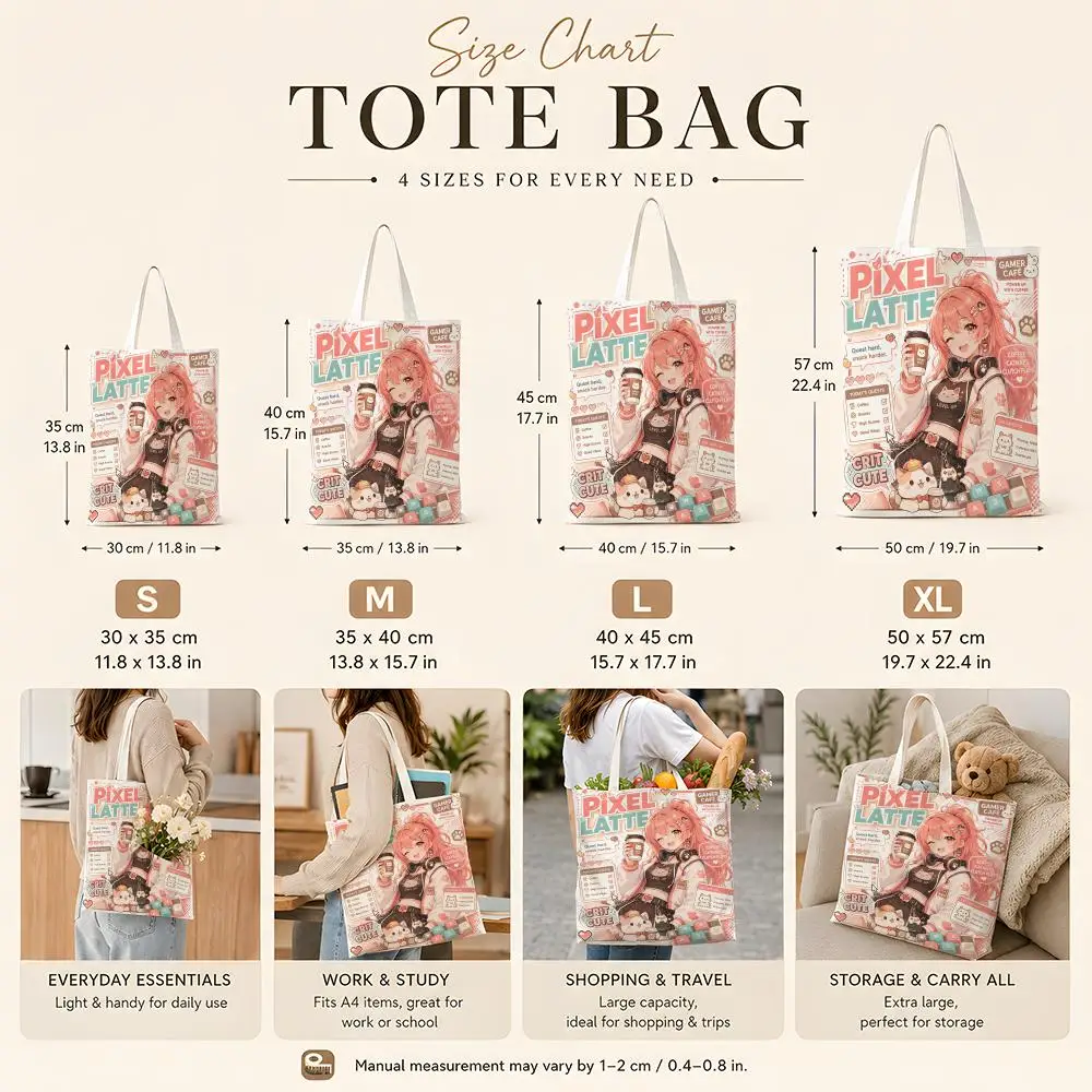Y2K Anime Girl Scrapbook Storage Bags Fashion Double-Sided Tote Large Reusable Shopping Versatile Daily Handbag &Gift