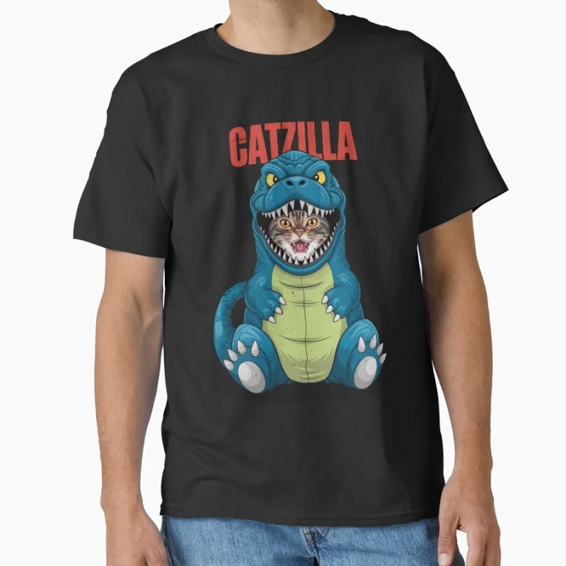 

Catzilla Cat Costume King of Monster Gift t shirt for Cat Lover Short Sleeve Graphic tee Cute kitty y2k clothes All size Tops