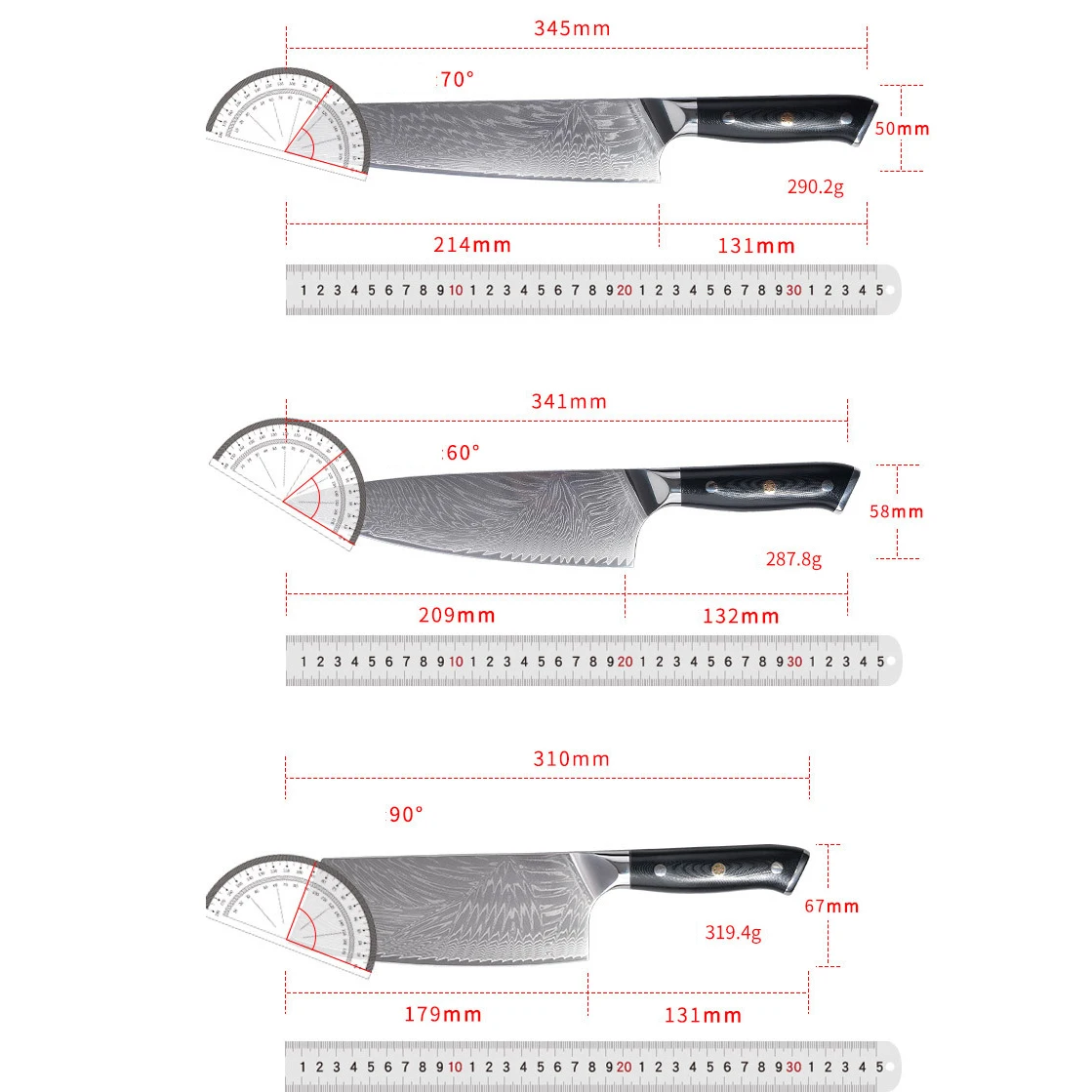 Chef Knife 67 Layers Damascus Steel 10Cr15MoV Blade G10 Handle Sharp Santoku Cleaver Slicing Kiritsuke Japanese Kitchen Knife