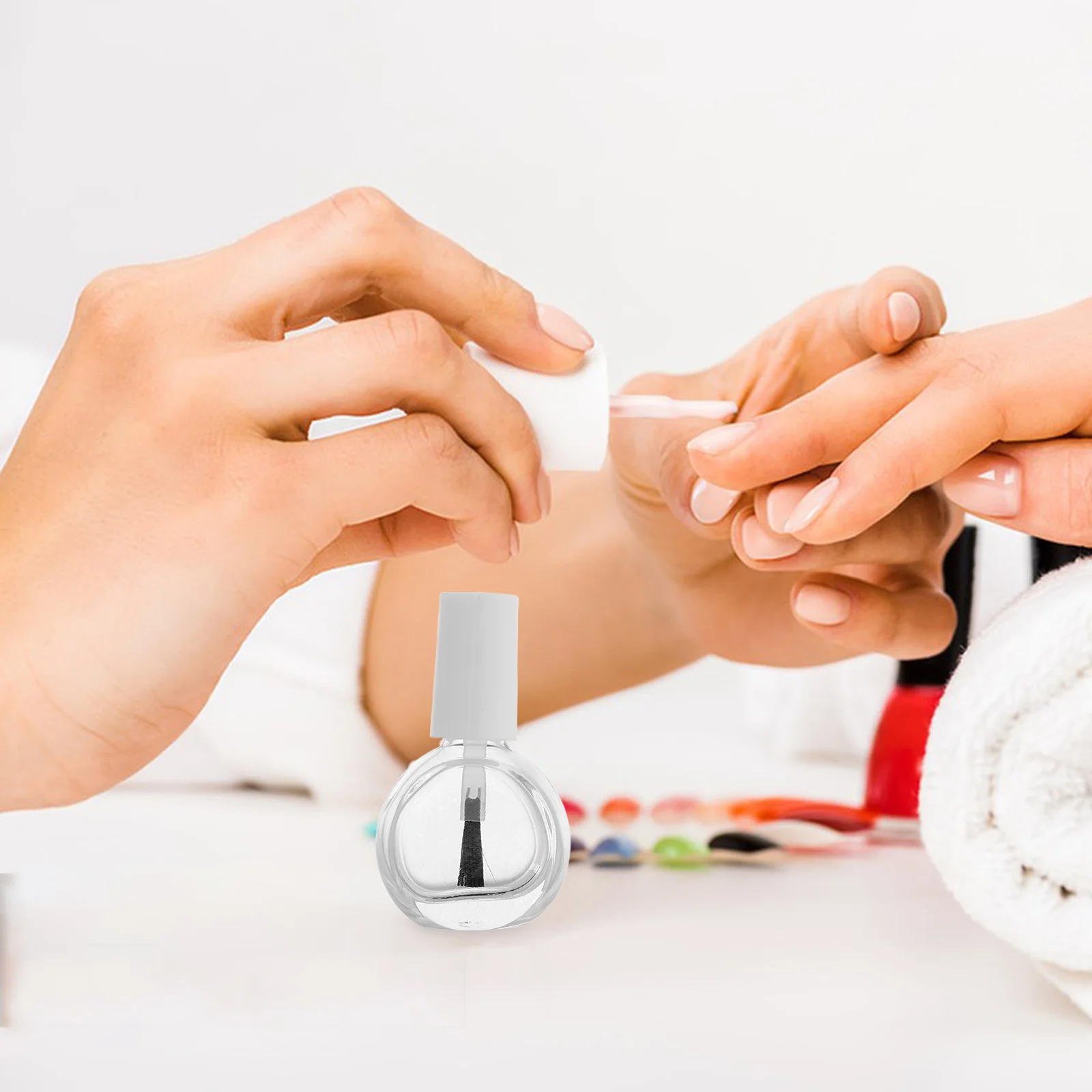 10 قطع من زجاجات طلاء الأظافر الزجاجية الشفافة مع فرشاة، حاوية عينة سهلة الاستخدام للاستخدام في فن الأظافر بنفسك أثناء السفر