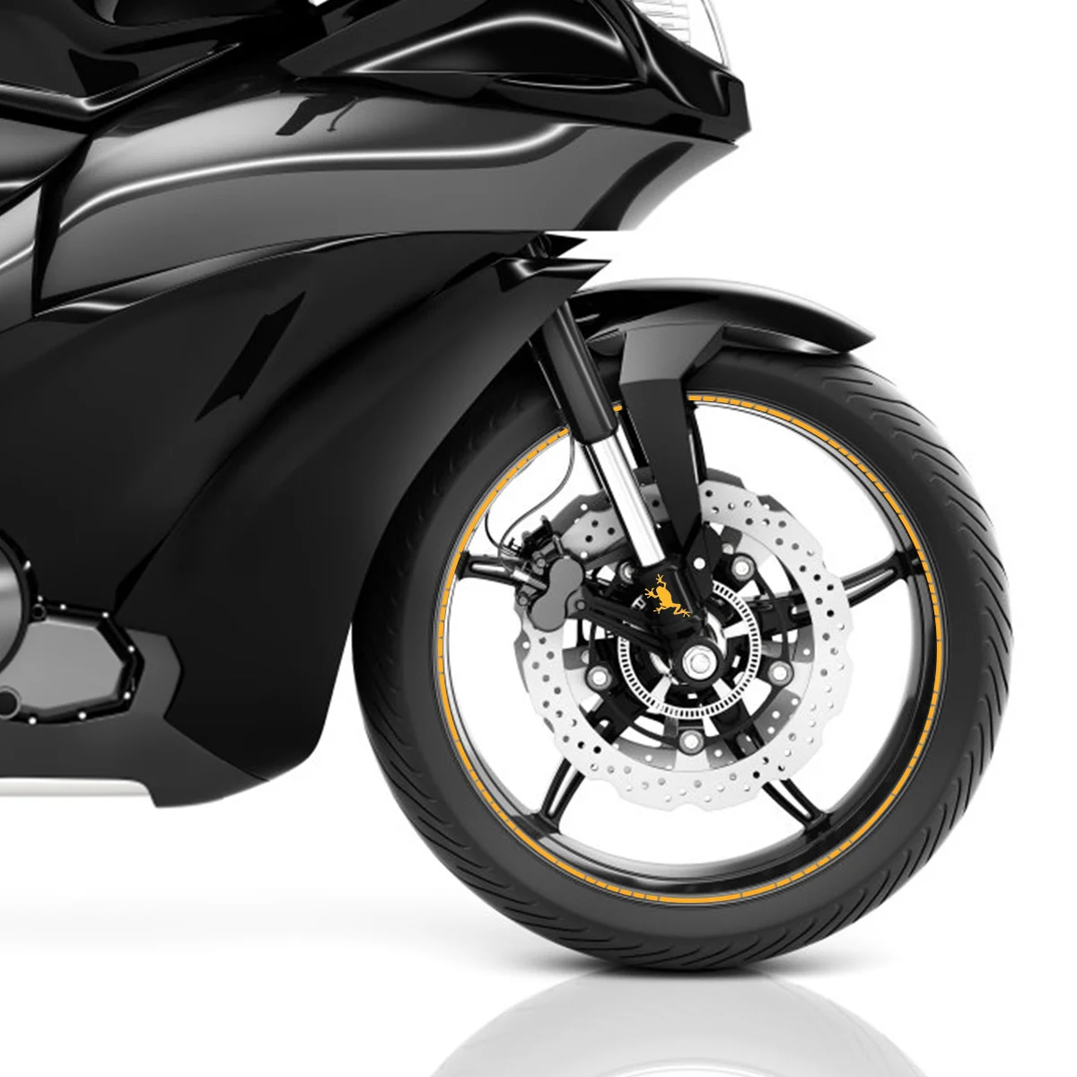 

2pcs Wheel Hub Sticker For Car Motorcycle Durable Pvc Reflective Tire Decal Bright Color Auto Decoration Car Interior