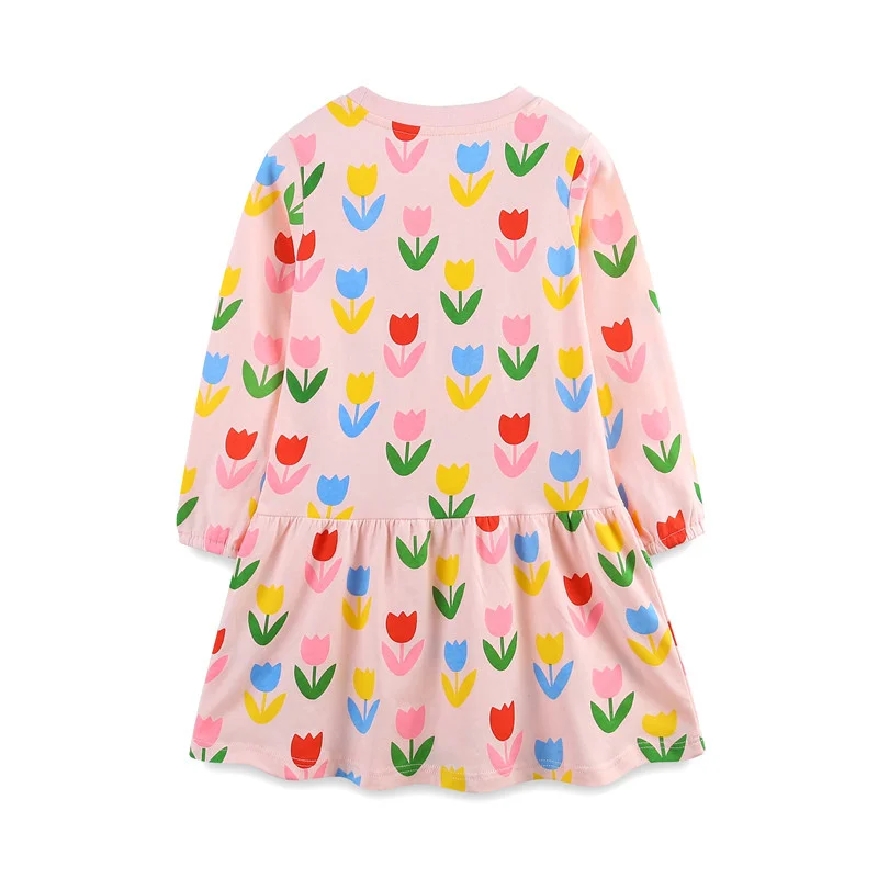 Jumping Meters 2-7T New Arrival Princess Girls Dresses Flowers Long Sleeve Party Autumn Spring Baby Clothing Toddler Costume