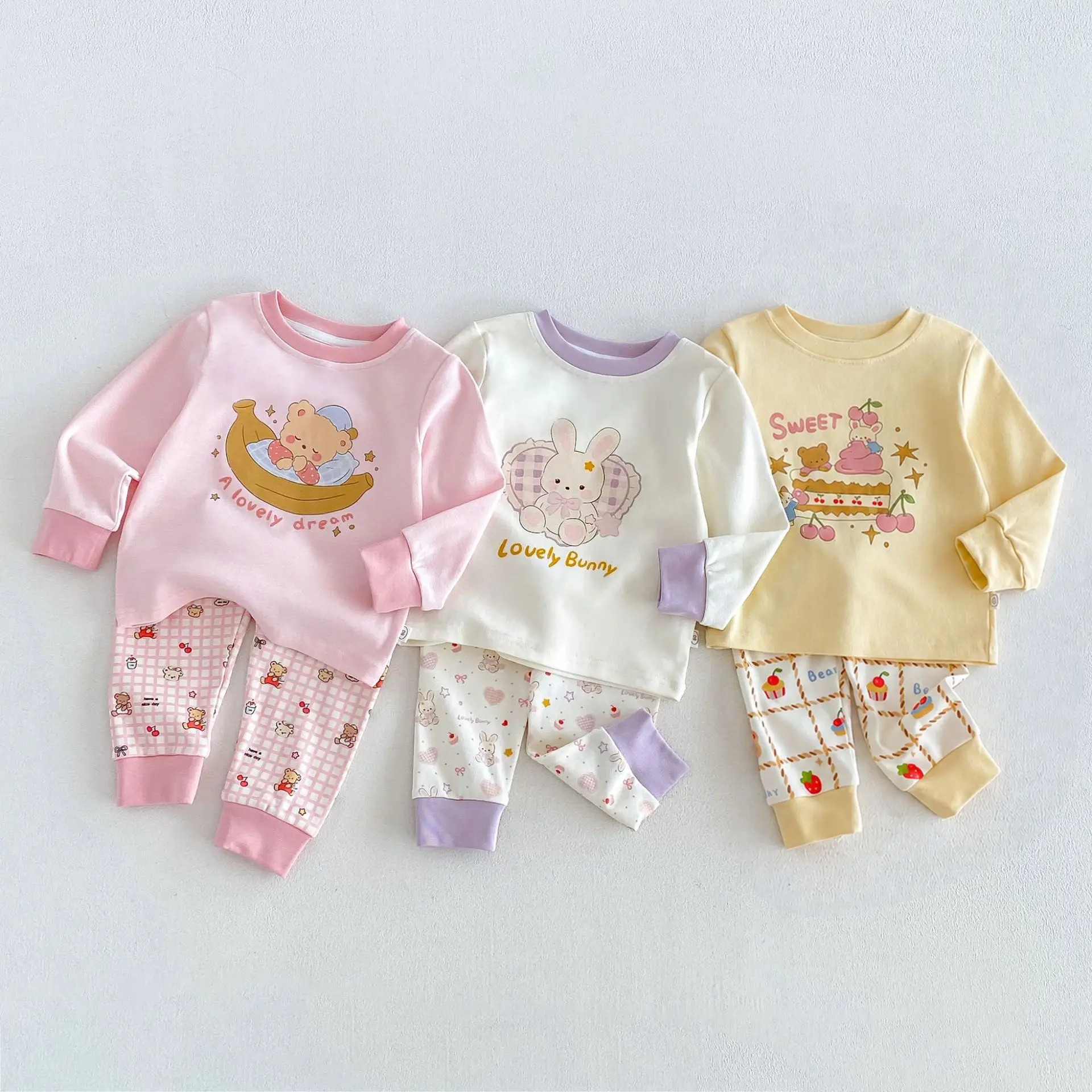 2026 New Fall Winter Girls Grade A Thermal Pajama Set | Cartoon Loungewear 2Pcs Set | Warm Long Johns