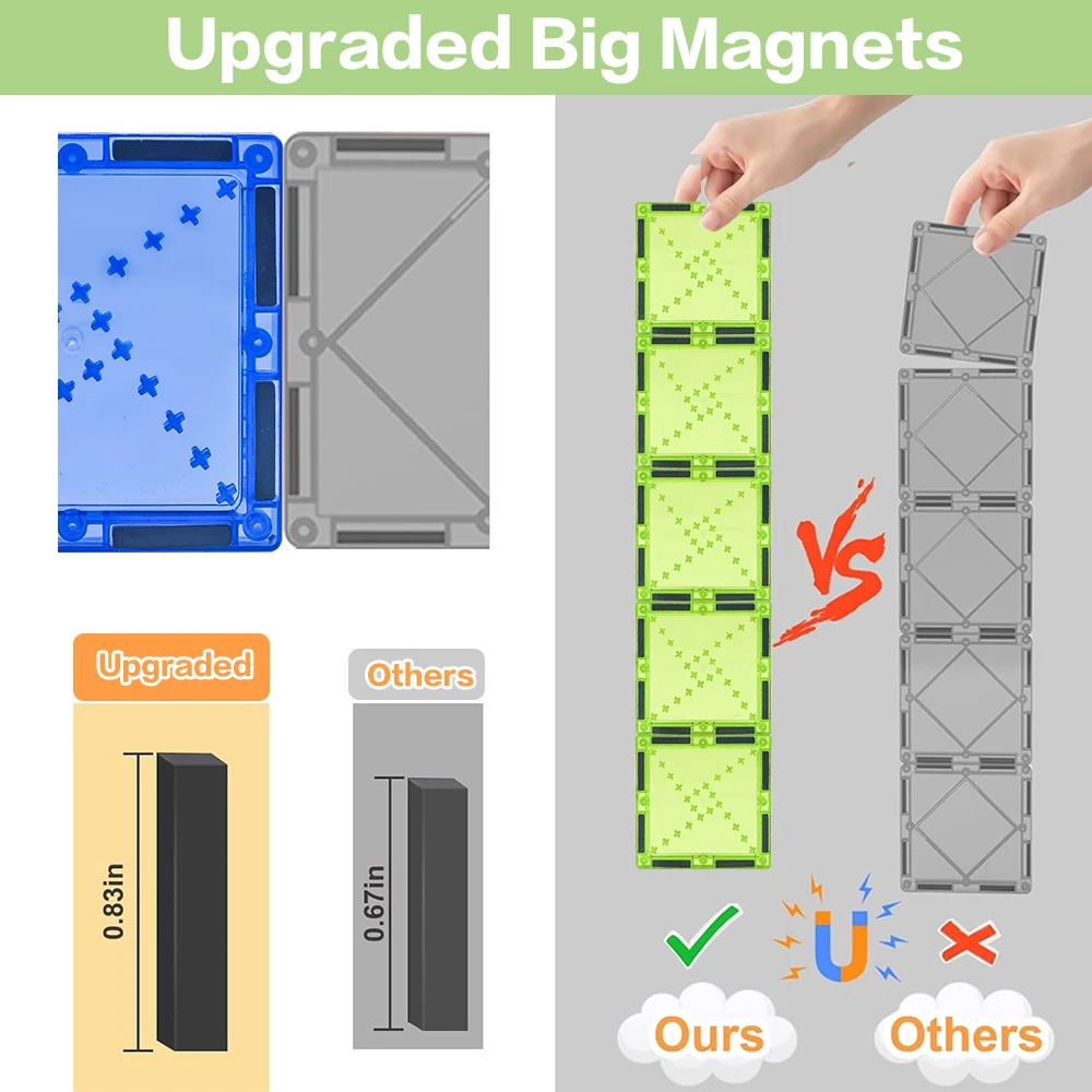 GIROMAG Conjunto de blocos magnéticos de 80 peças com animais do oceano Premium STEM brinquedos educativos de construção para crianças meninos meninas de 3 anos ou mais
