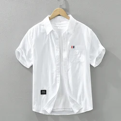 White Short Sleeve Shirt for Men Summer New Loose Casual Shirt Men's Clothing