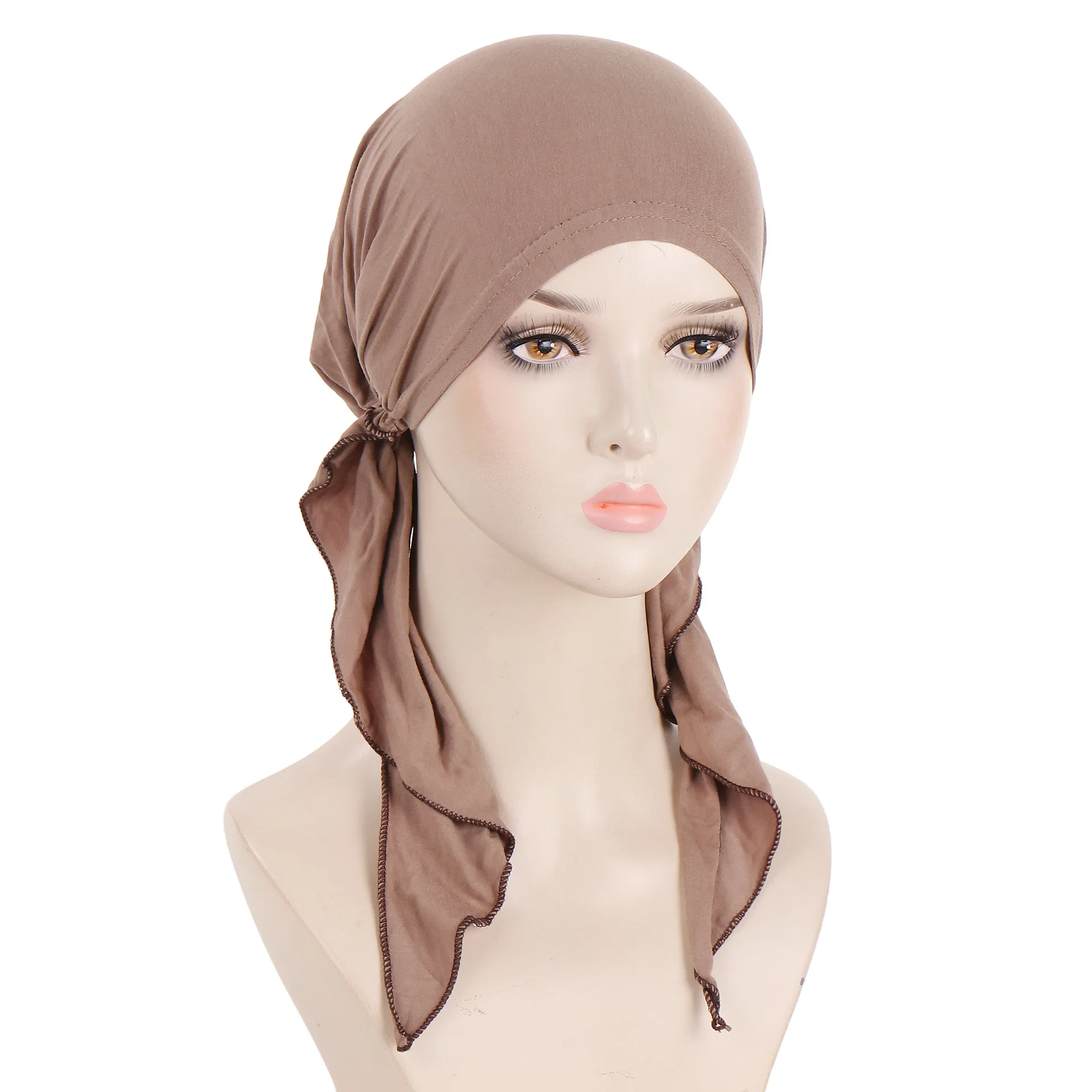 

1pc Stretchy Solid Color Muslim Turban Cap For Head Covering Or Everyday Wear