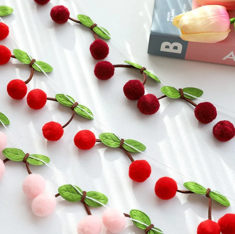 New Cherry Felt Ball Handmade Garland Hair Ball Pendant Kid Room Decoration String Wall Hanging Ornament Baby Shower Party Favor