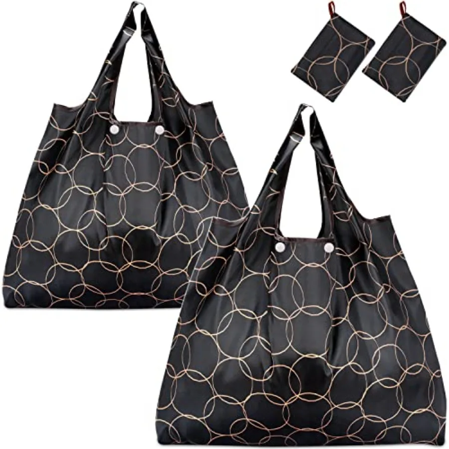 

KINGMAS Reusable Grocery Bags Eco-Friendly Folding Tote Shopping Bag fits in Pocket Washable Waterproof Nylon Pouch Bags