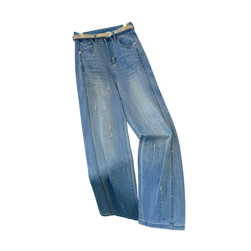 2026 New Wide Leg Jeans for Women in Spring and Autumn Loose Fit Slim Fit Narrow Version High Height Hot Stamping Comforta