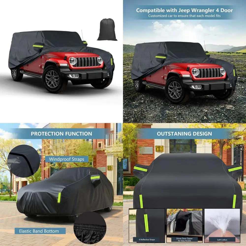 

Waterproof Heavy-Duty Car Cover for 2009-2025 Jeep Wrangler 4-Door, UV and Tear Resistant, Suitable for Outdoor and Indoor Use,
