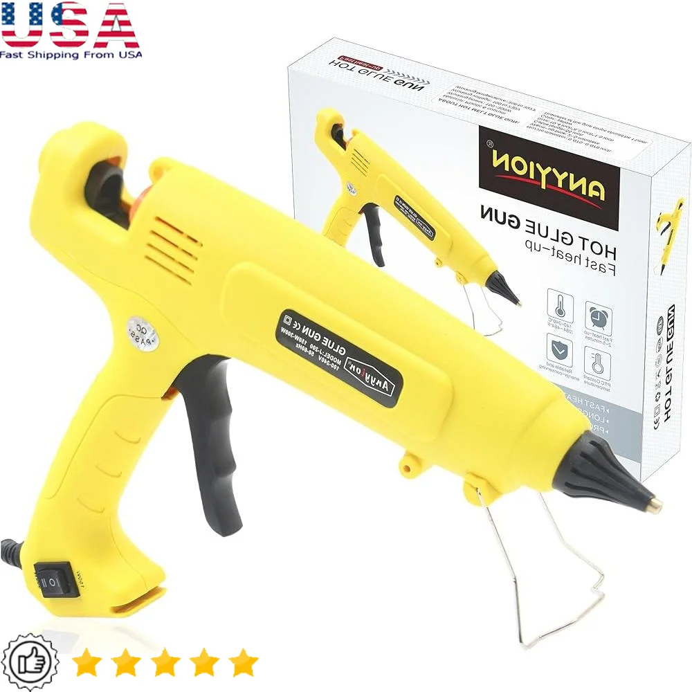

300W Glue Gun Professional Adjustable Switch High Output Hot Melt Tool Carpentry DIY Projects Home Repairs Safe Heating