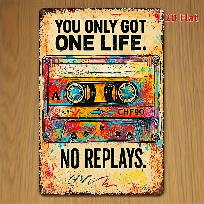 2D Flat,1pc Vintage Cassette Tape Wall Art Plaque with 