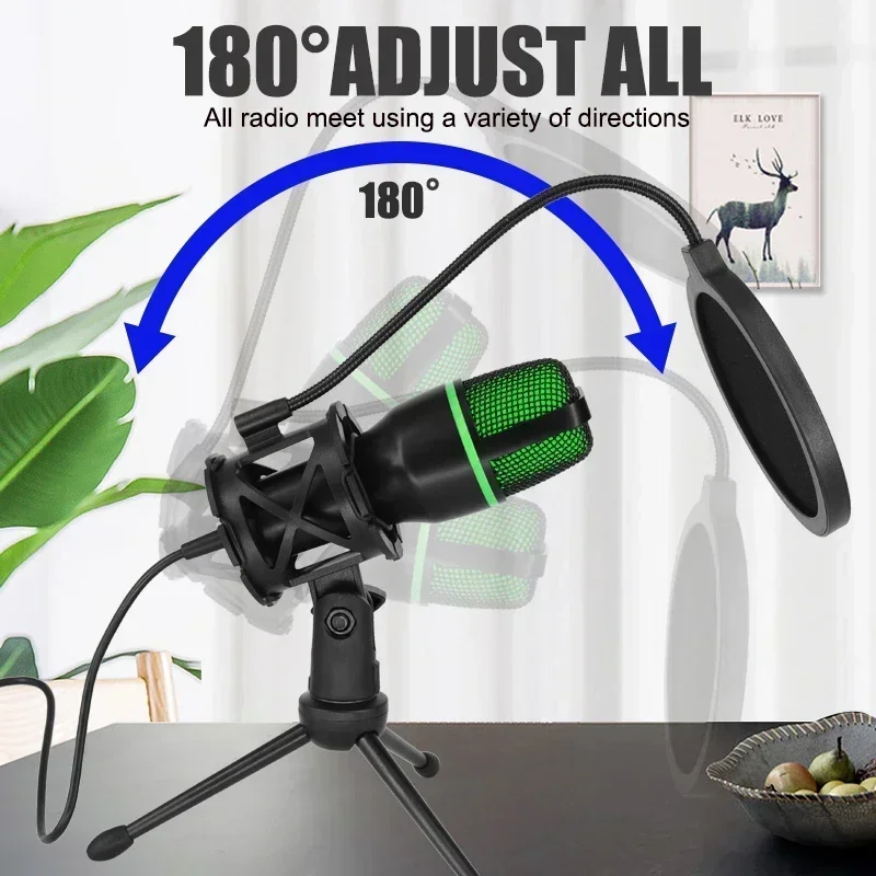 

For PC Laptop Streaming Video Games YouTube Podcasts Vocals Professional USB Condenser Microphone